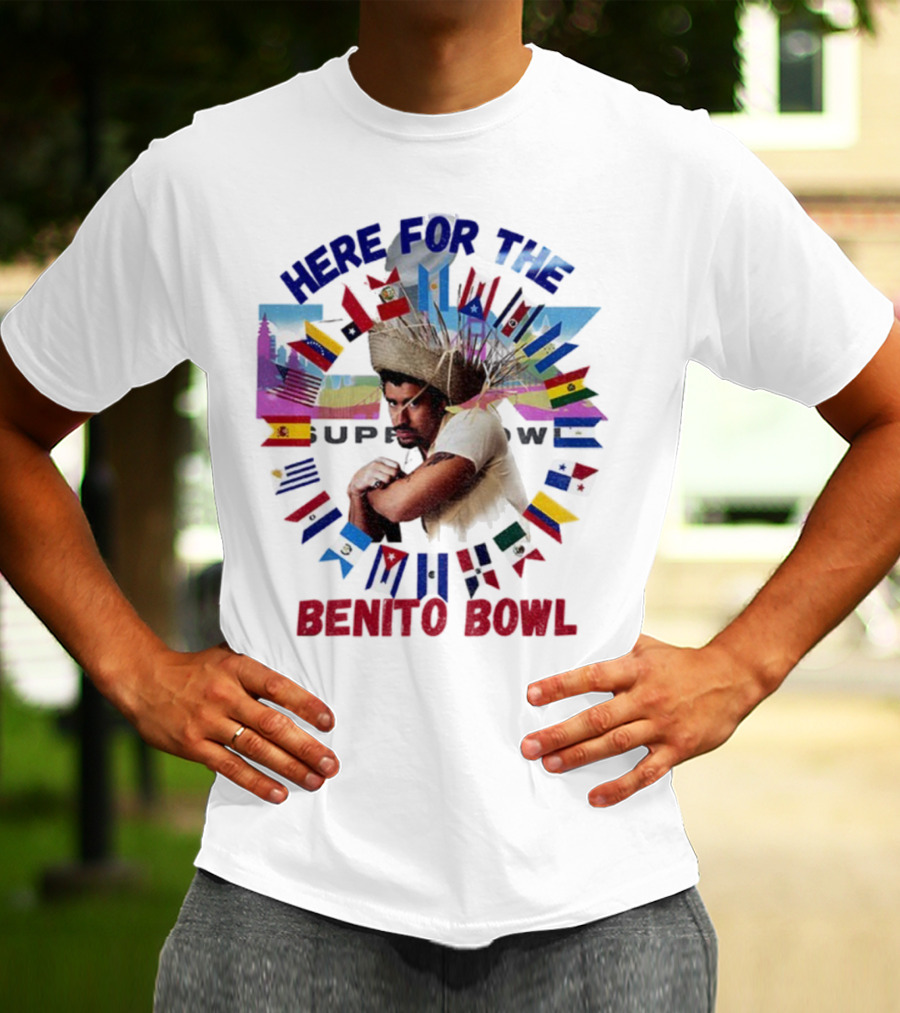 Here For The Benito Bowl Super Bowl Flag Circle T-Shirt