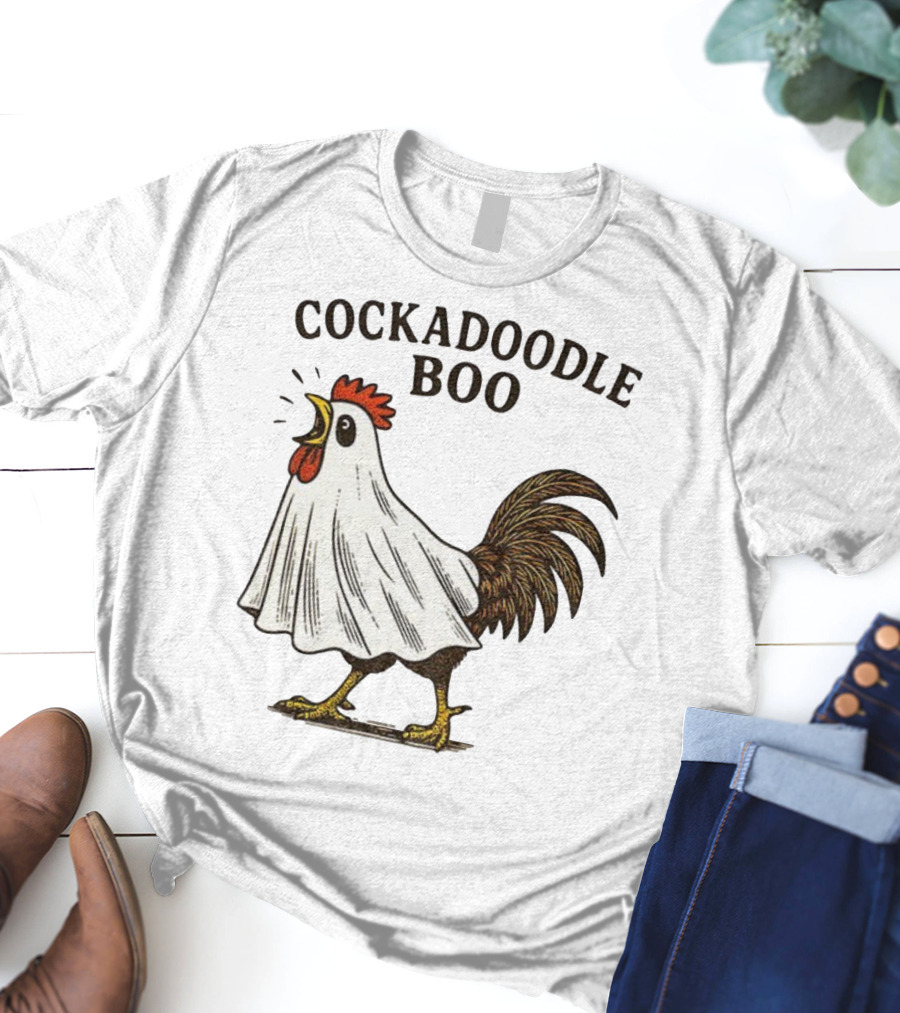 Cockadoodle Boo Ghost Rooster Halloween 2025 T-Shirt