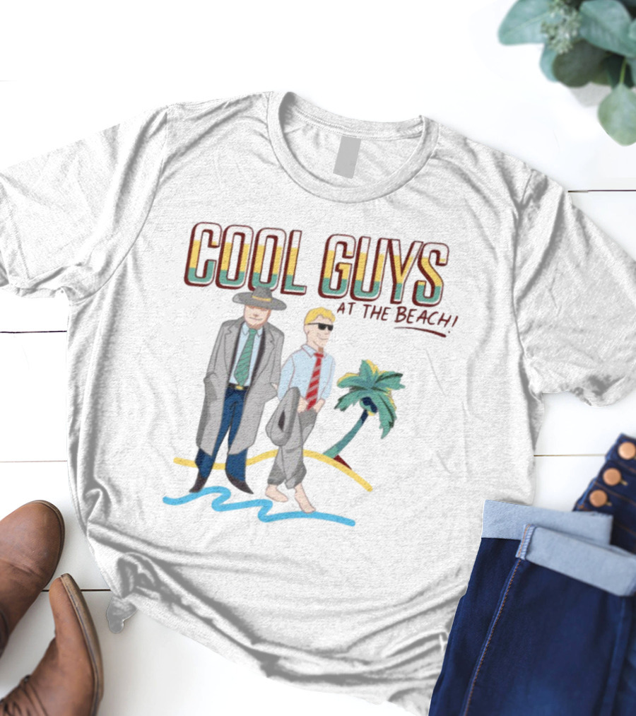 Cool Guys At The Beach Vintage Style Men In Suits Near Palm Tree T-Shirt