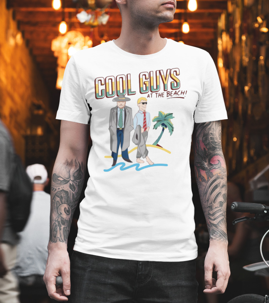Cool Guys At The Beach Vintage Style Men In Suits Near Palm Tree T-Shirt