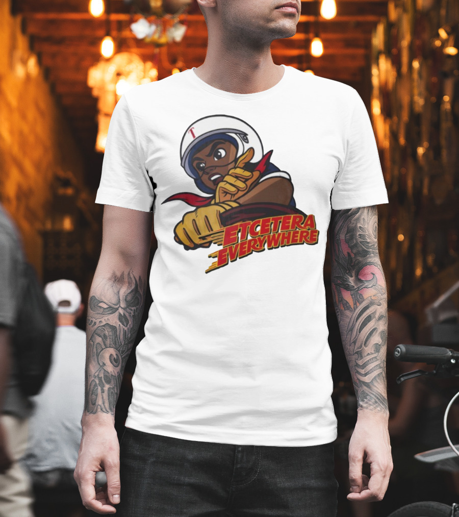 Etcetera Everywhere Racing Style Graphic With Determined Character T-Shirt