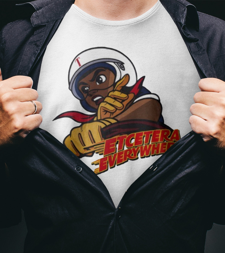 Etcetera Everywhere Racing Style Graphic With Determined Character T-Shirt