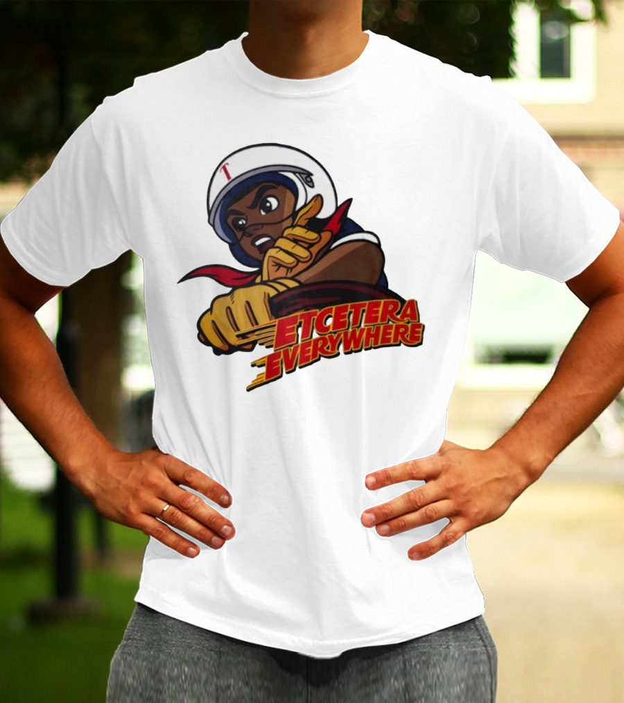 Etcetera Everywhere Racing Style Graphic With Determined Character T-Shirt