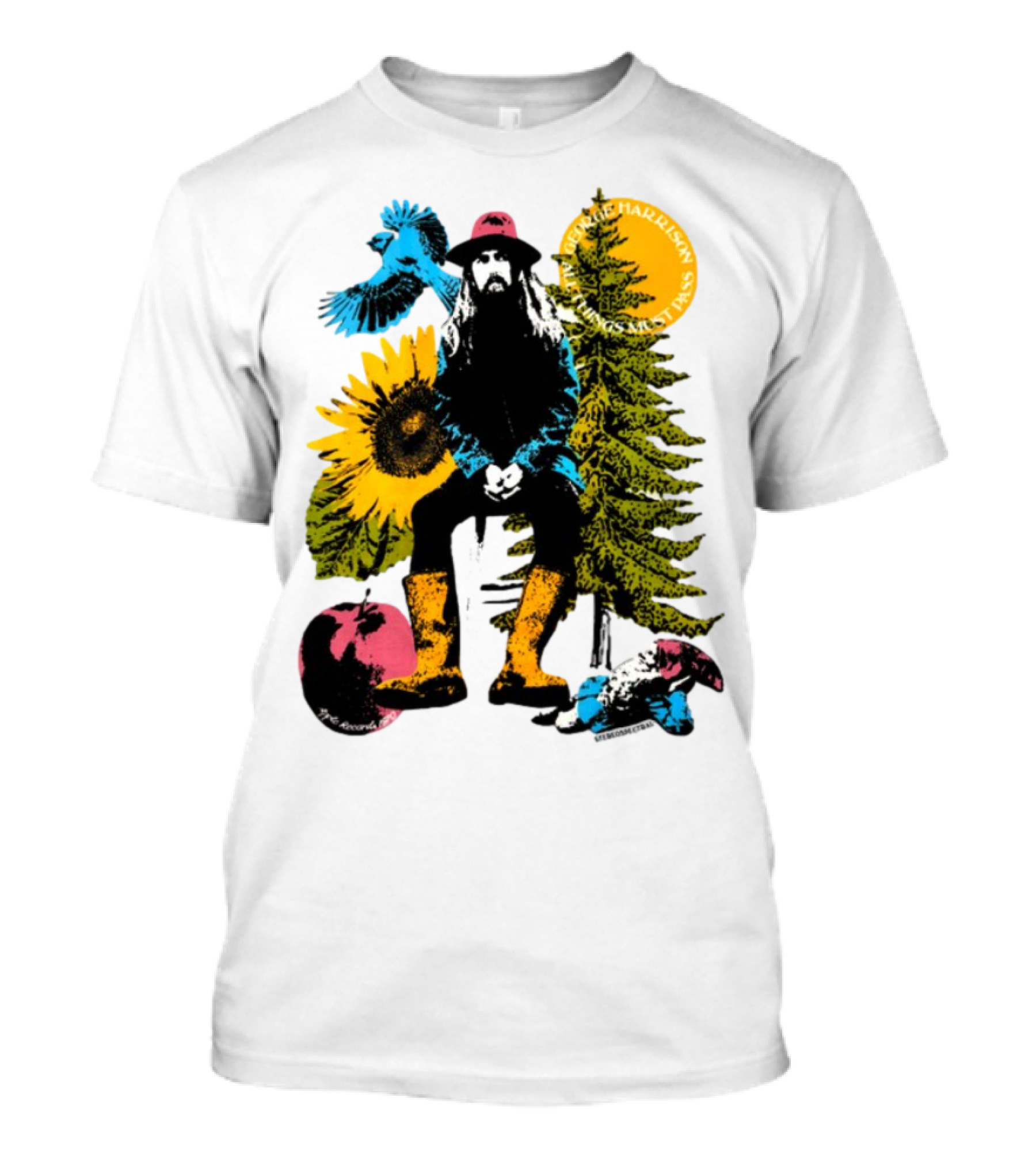 All Things Must Pass George Harrison Sunflower Tree Bird Apple T-Shirt