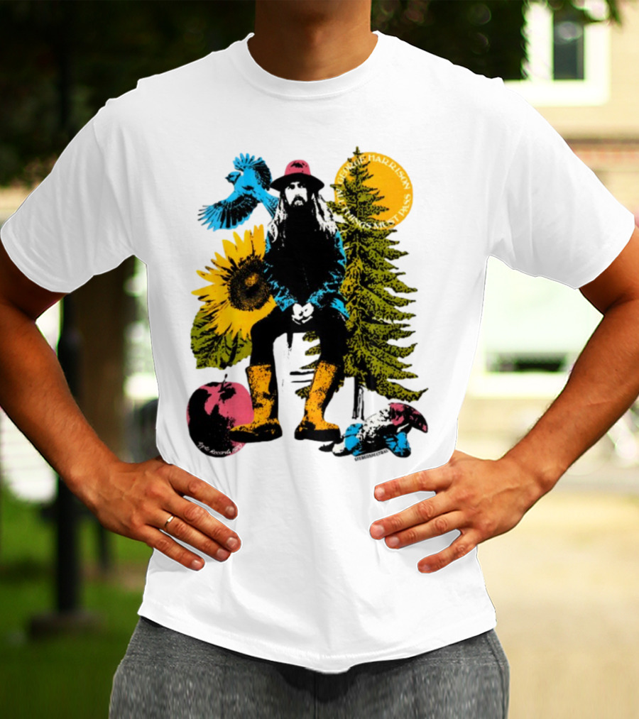 All Things Must Pass George Harrison Sunflower Tree Bird Apple T-Shirt