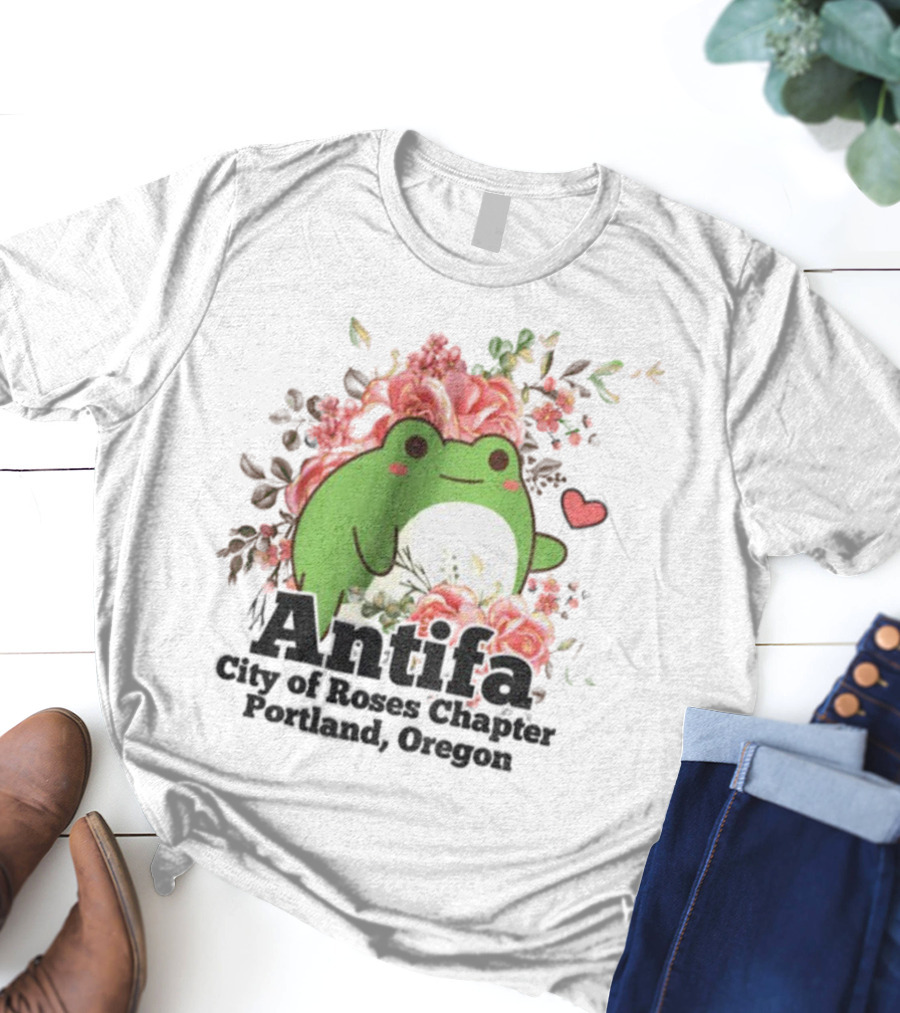 Antifa City Of Roses Chapter Portland Oregon Frog Protest Symbol T-Shirt