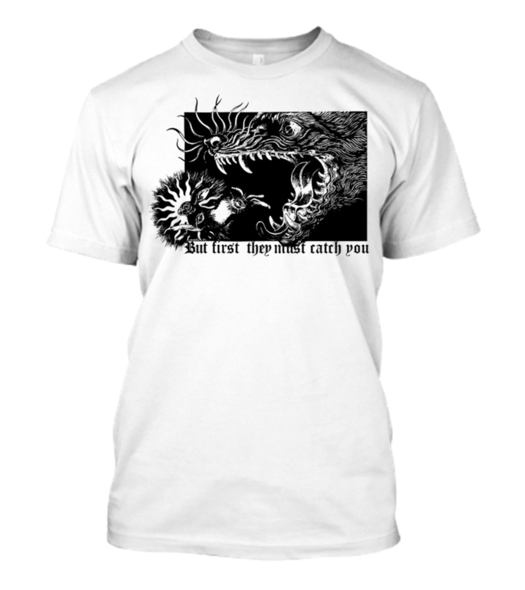 But First They Must Catch You Rabbit And Wolf Artful Chase T-Shirt