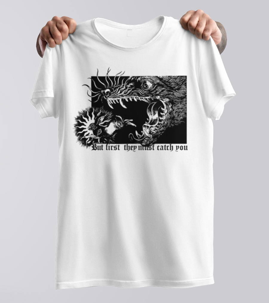 But First They Must Catch You Rabbit And Wolf Artful Chase T-Shirt