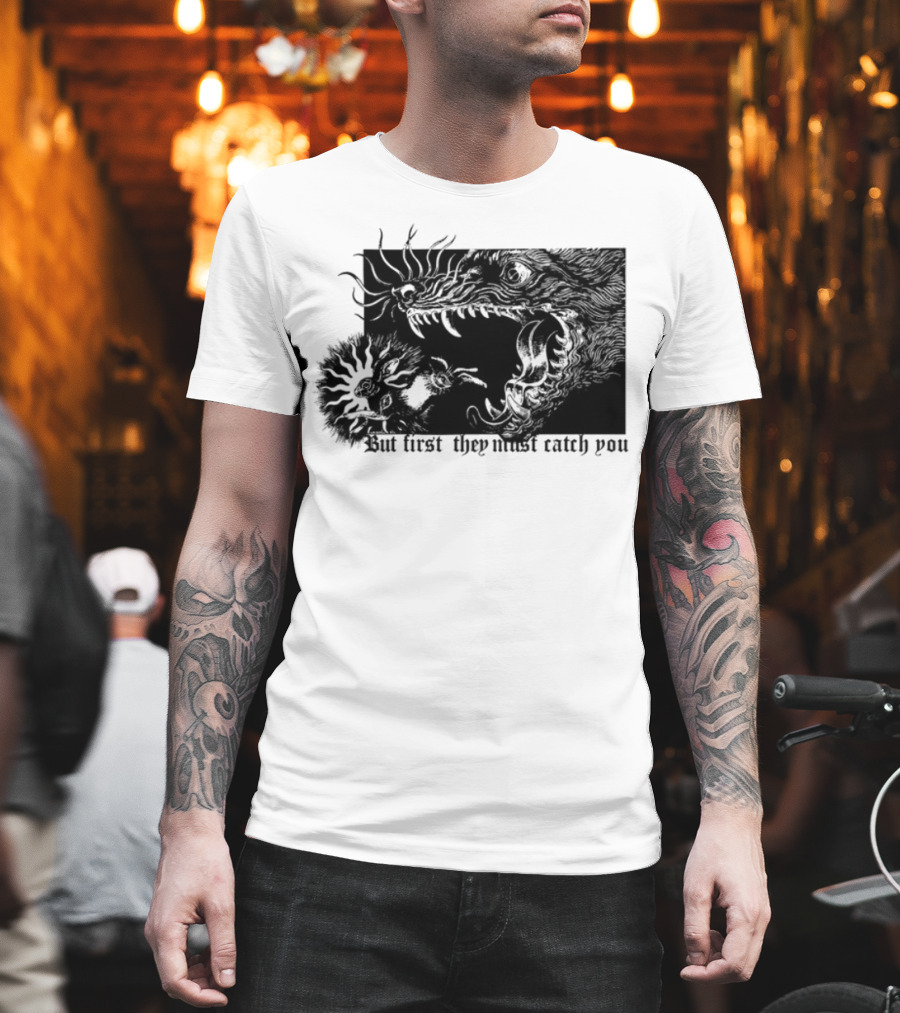 But First They Must Catch You Rabbit And Wolf Artful Chase T-Shirt