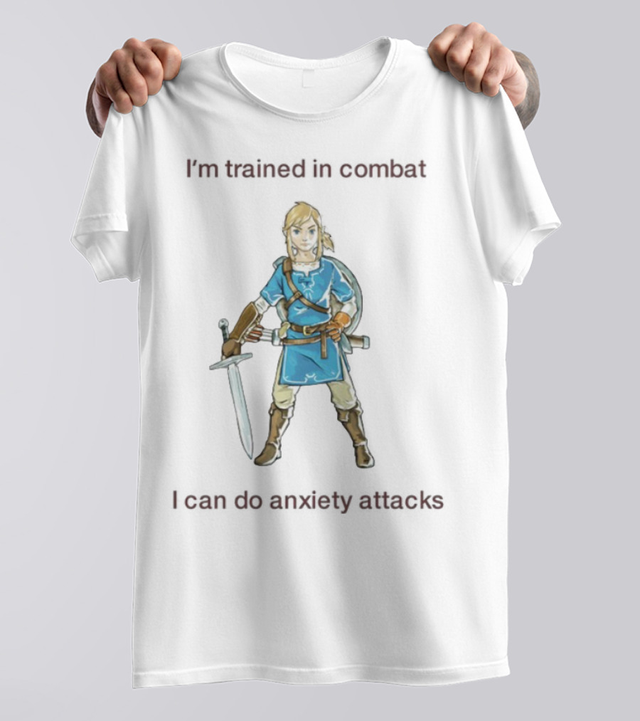I'm Trained In Combat I Can Do Anxiety Attacks Hero With Sword T-Shirt