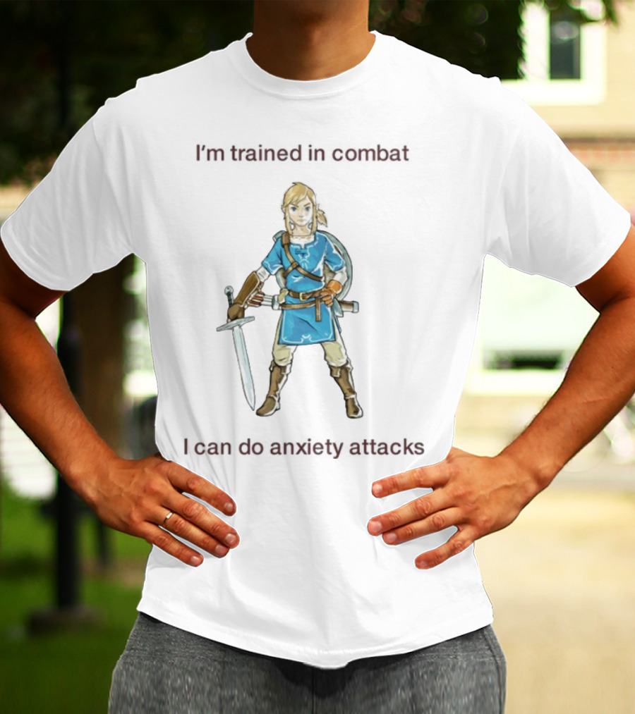 I'm Trained In Combat I Can Do Anxiety Attacks Hero With Sword T-Shirt