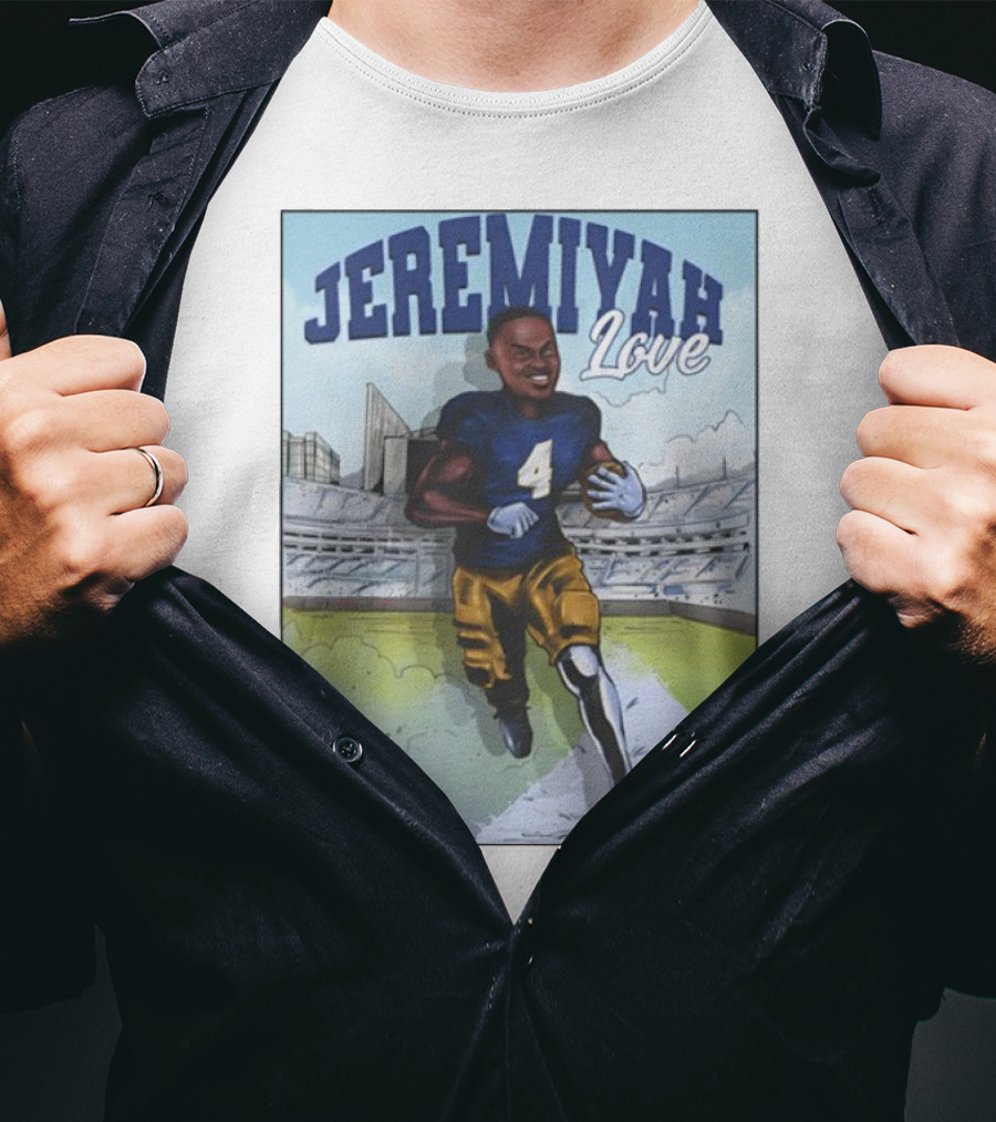 Jeremiyah Love Running In Stadium Number 4 T-Shirt