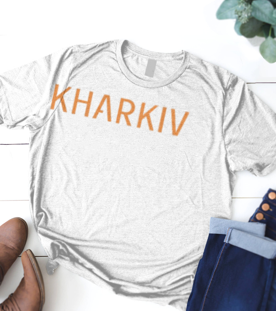 Kharkiv Bold Orange Text Style Graphic Apparel Ukraine Theme T-Shirt