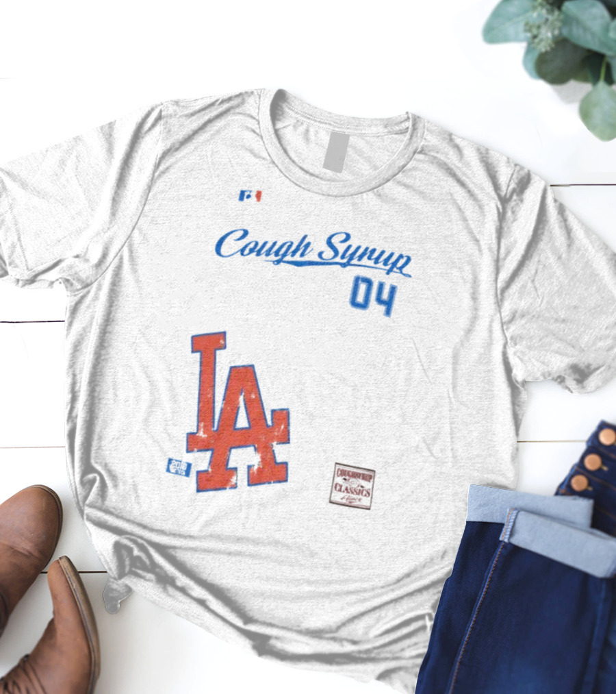 Cough Syrup 04 Los Angeles Dodgers LA Logo Baseball T-Shirt