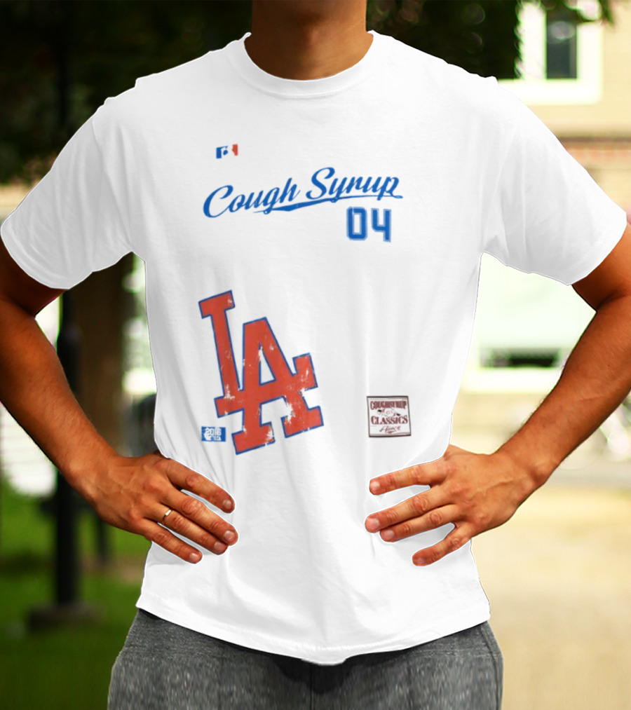 Cough Syrup 04 Los Angeles Dodgers LA Logo Baseball T-Shirt