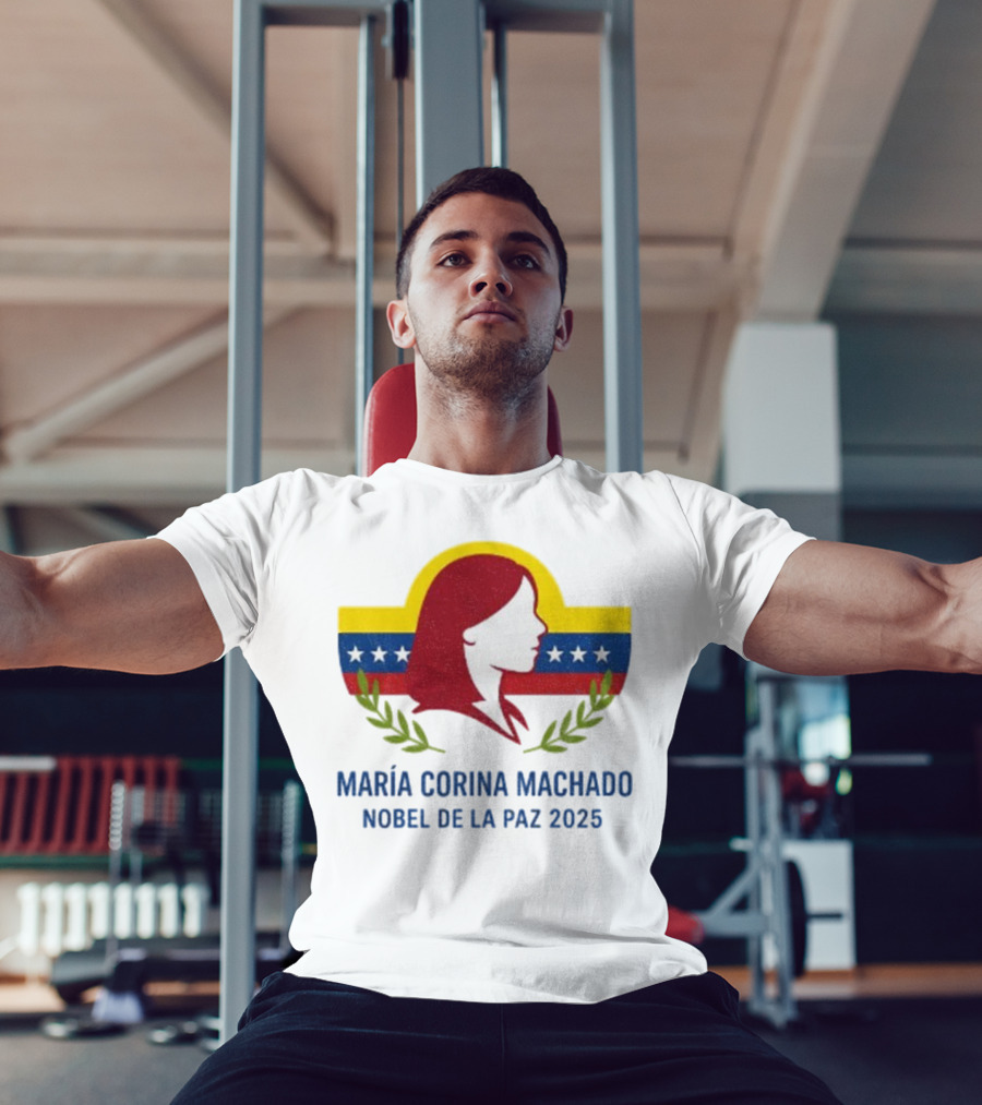 María Corina Machado Nobel De La Paz 2025 Venezuelan Flag Laurels T-Shirt