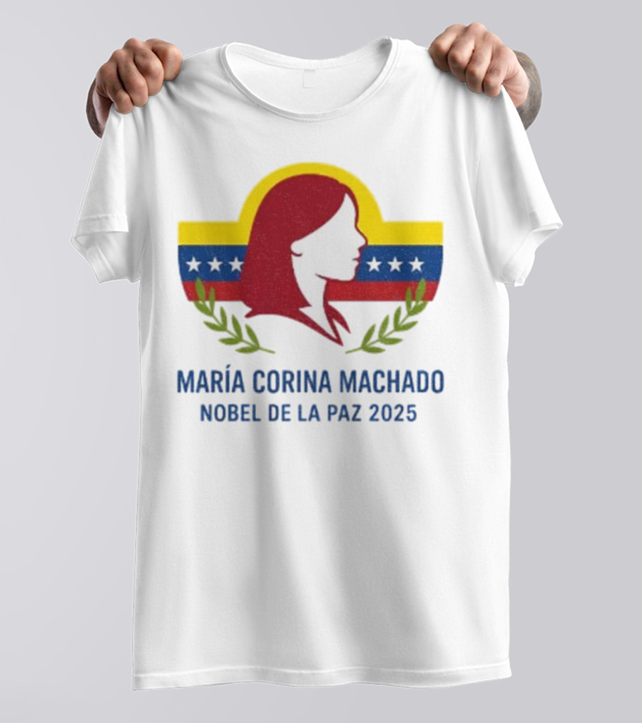 María Corina Machado Nobel De La Paz 2025 Venezuelan Flag Laurels T-Shirt