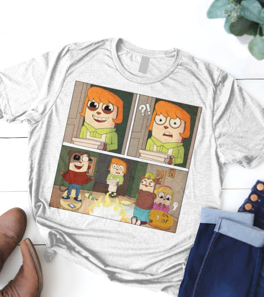 Maxdesignpro Cartoon Pizza Delivery Surprise Comic Strip T-Shirt