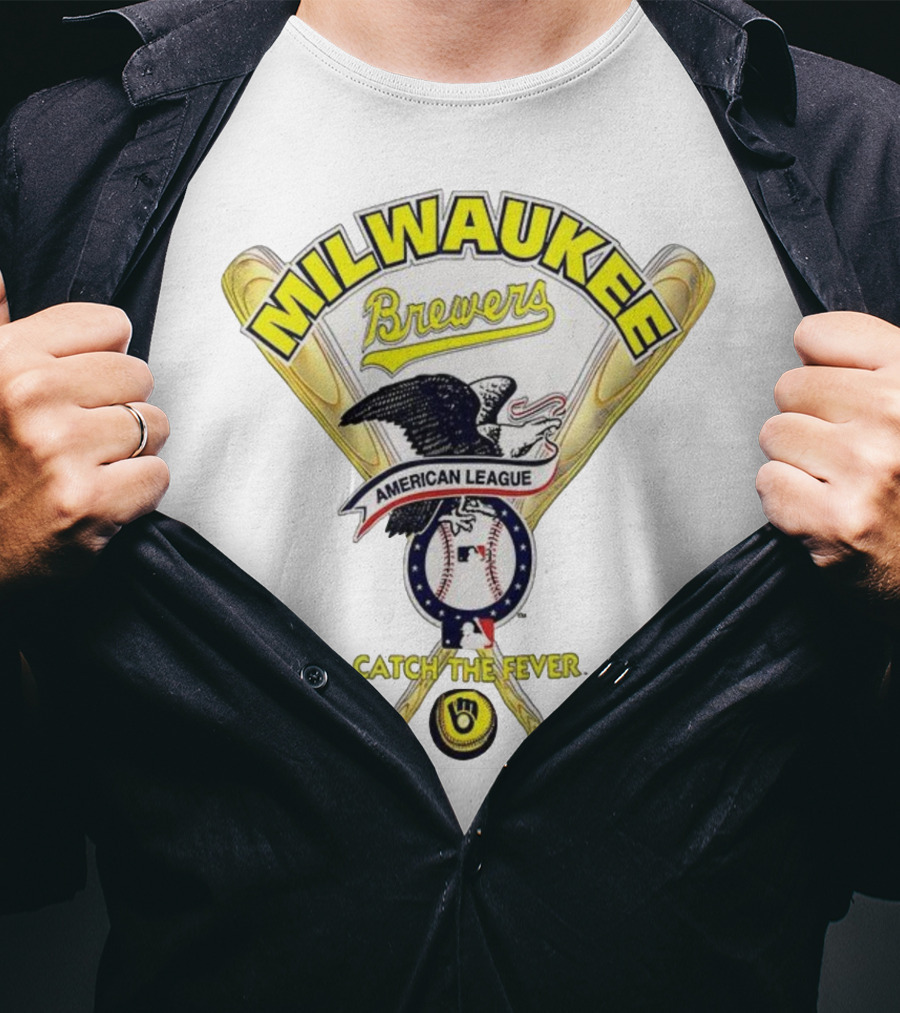Milwaukee Brewers Catch The Fever American League Baseball Eagle Bat T-Shirt