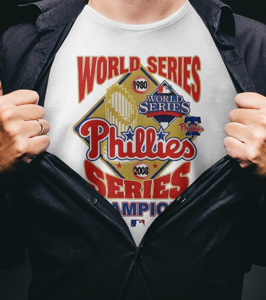 Philadelphia Phillies 1980 2008 World Series Champions Logo MLB T-Shirt