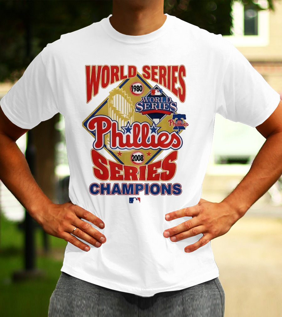 Philadelphia Phillies 1980 2008 World Series Champions Logo MLB T-Shirt