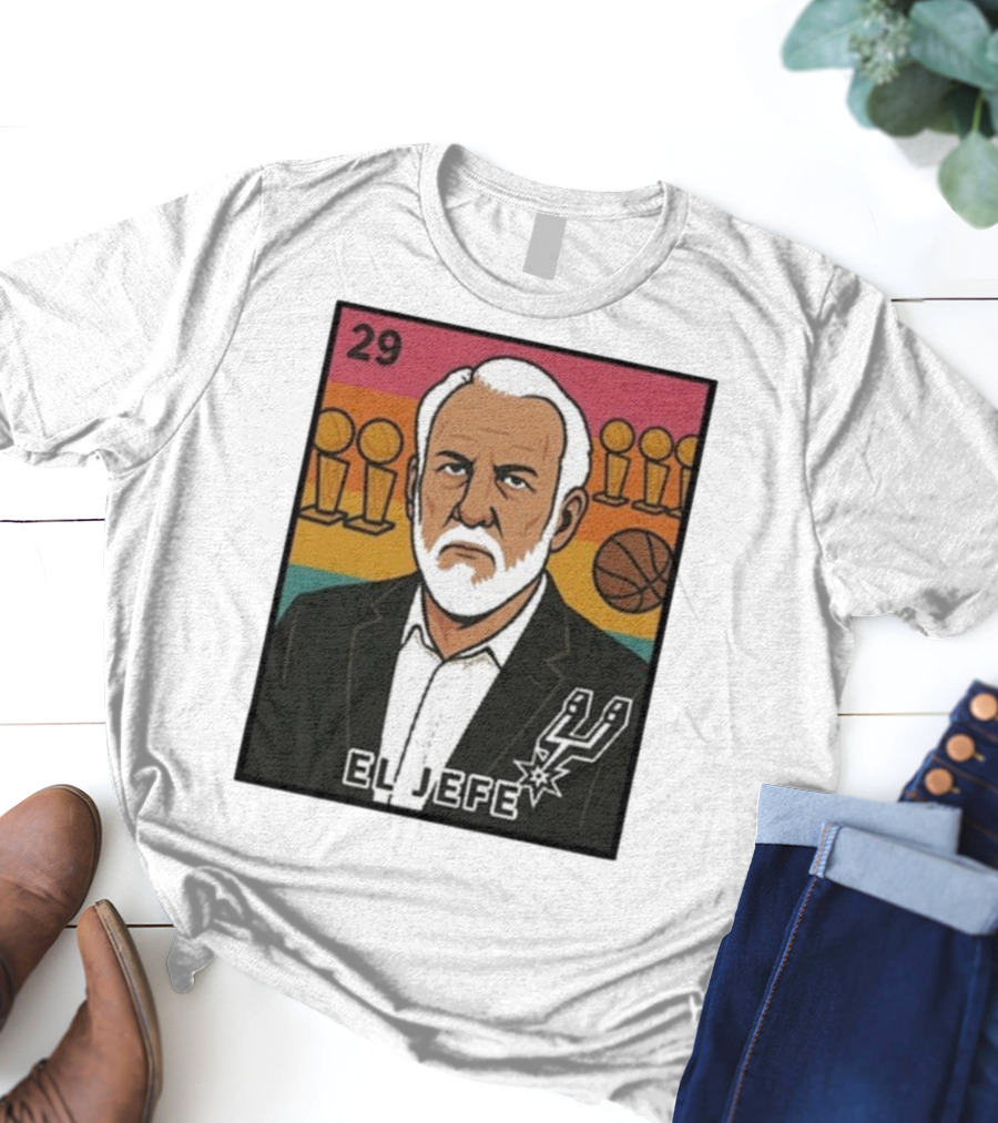 Porvida Popovich El Jefe San Antonio Spurs 29 Trophy T-Shirt