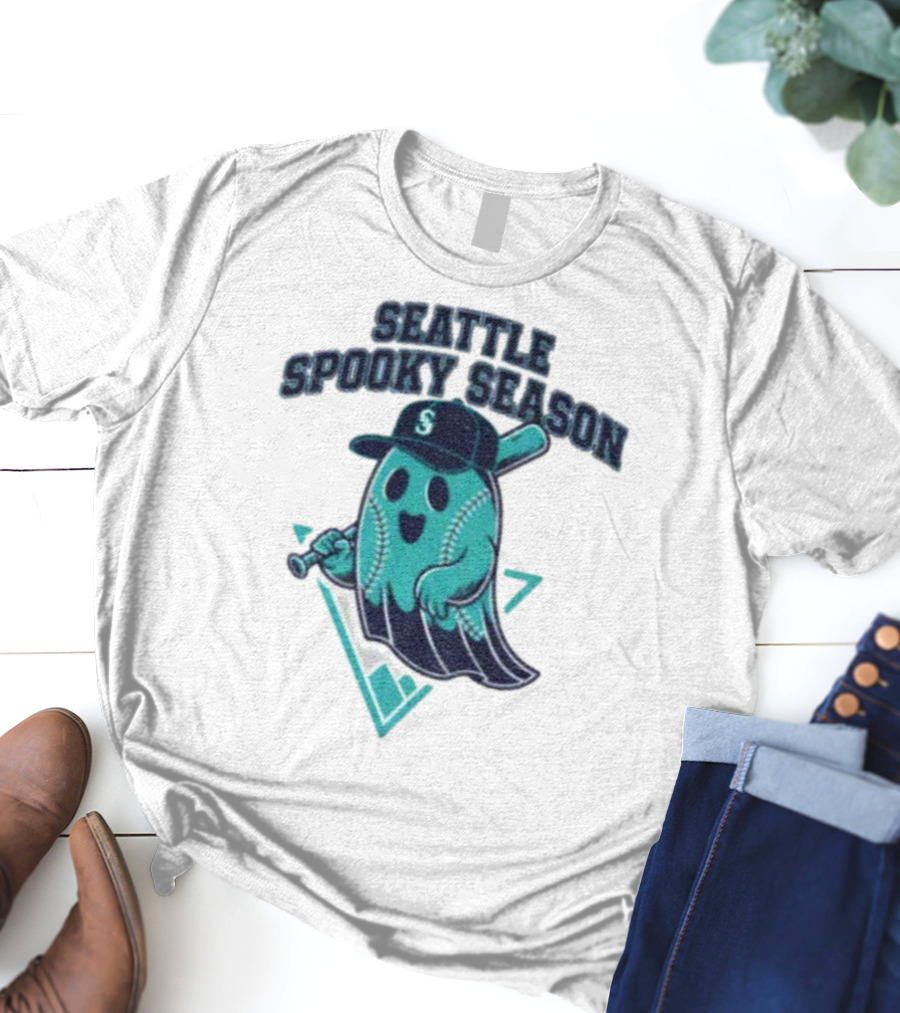 Seattle Mariners Spooky Season Ghost Halloween Baseball T-Shirt