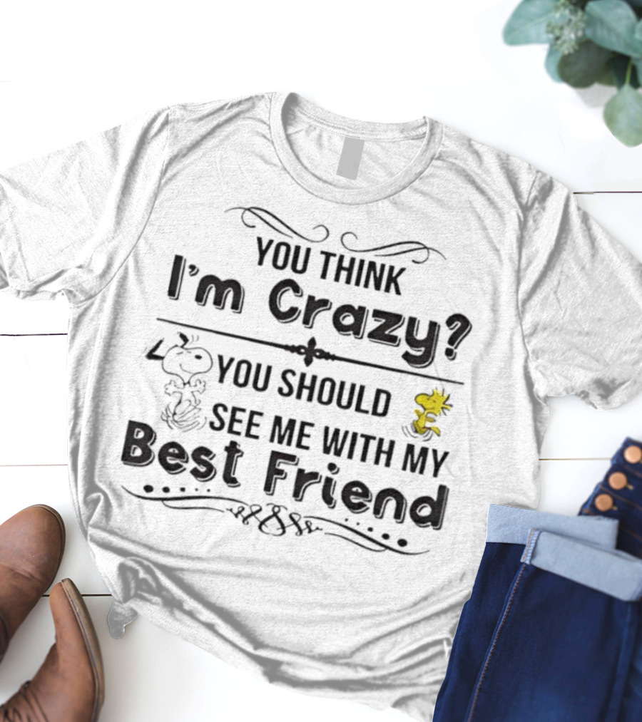 You Think I'm Crazy You Should See Me With My Best Friend Snoopy And Woodstock T-Shirt