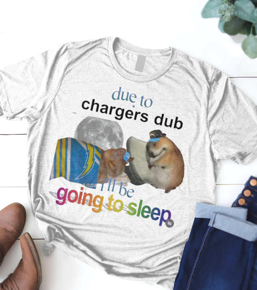 Chargers Dub Cats Sleeping Under Moon Going To Sleep T-Shirt
