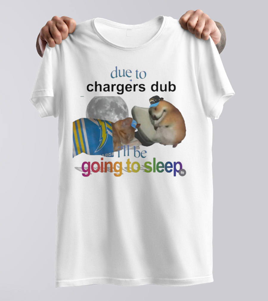 Chargers Dub Cats Sleeping Under Moon Going To Sleep T-Shirt
