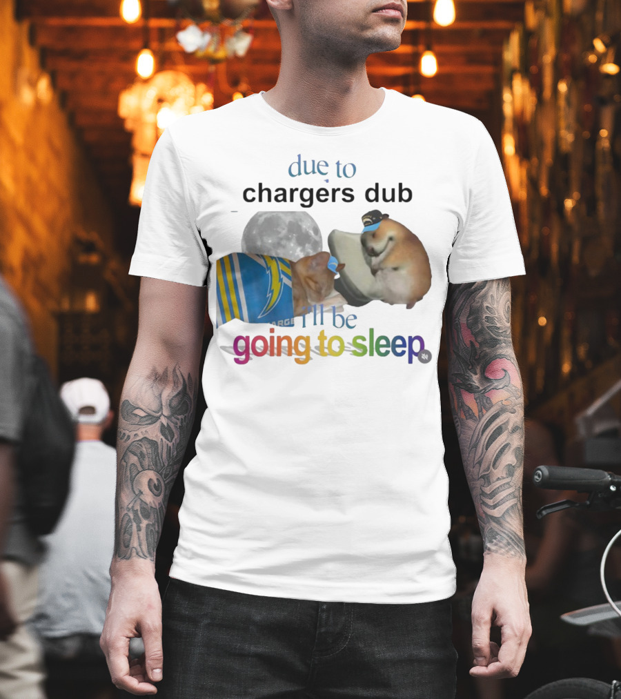 Chargers Dub Cats Sleeping Under Moon Going To Sleep T-Shirt