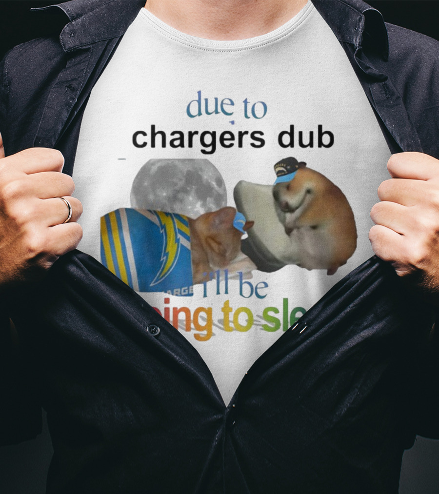 Chargers Dub Cats Sleeping Under Moon Going To Sleep T-Shirt