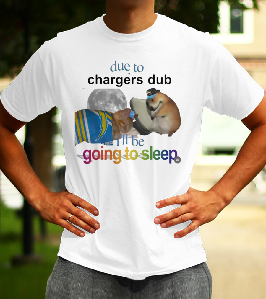 Chargers Dub Cats Sleeping Under Moon Going To Sleep T-Shirt