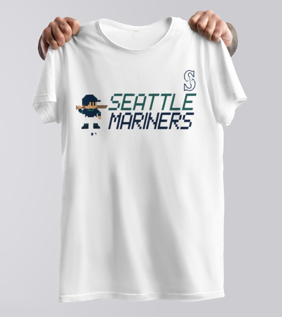 Seattle Mariners 8-Bit Baseball Pixel Art Player Retro Style T-Shirt