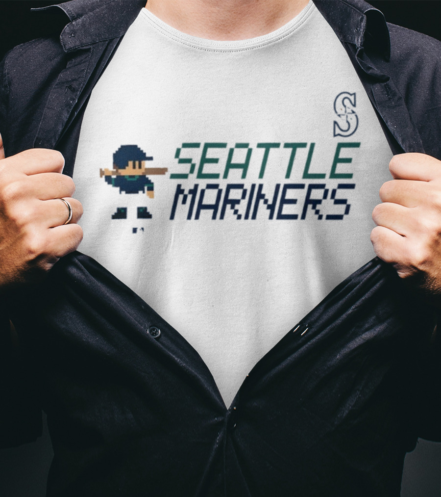 Seattle Mariners 8-Bit Baseball Pixel Art Player Retro Style T-Shirt