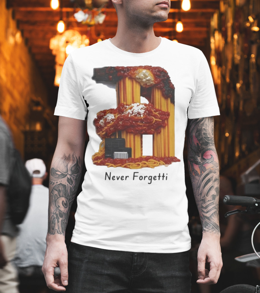 Never Forgetti Spaghetti 9/11 Memory Loss Awareness T-Shirt