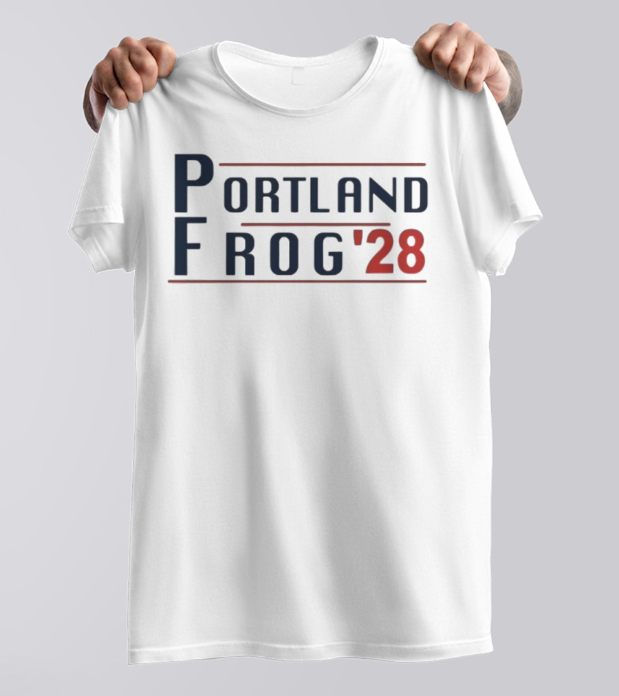 Portland Frog '28 Election Style Bold Campaign Typography T-Shirt