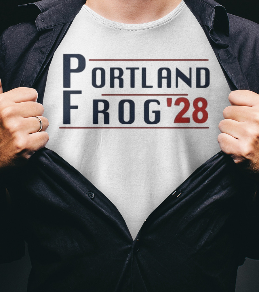 Portland Frog '28 Election Style Bold Campaign Typography T-Shirt