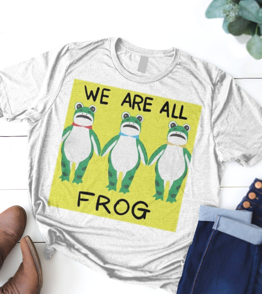 Portland Frog We Are All Frog Trio Colorful Cartoon Style T-Shirt