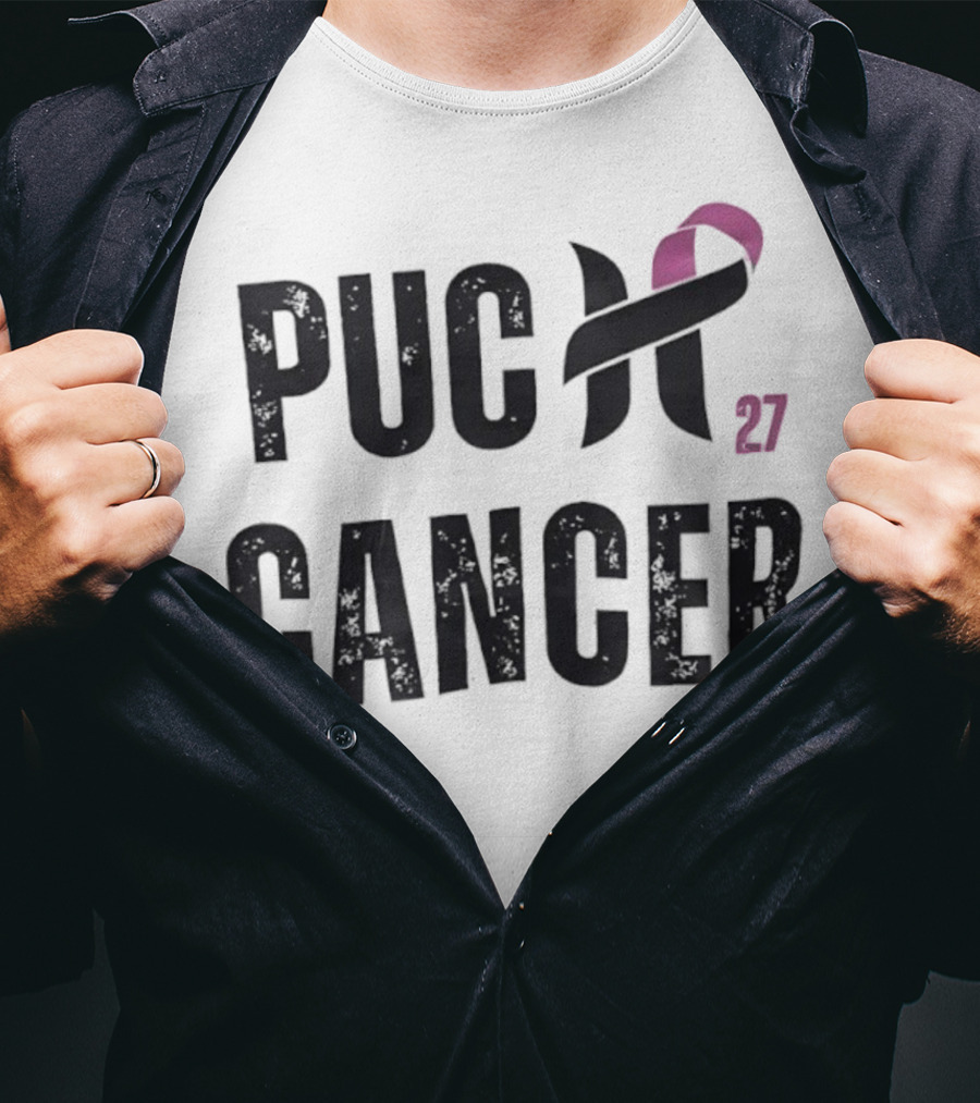 Puck Cancer 27 Hockey Ribbon Awareness T-Shirt