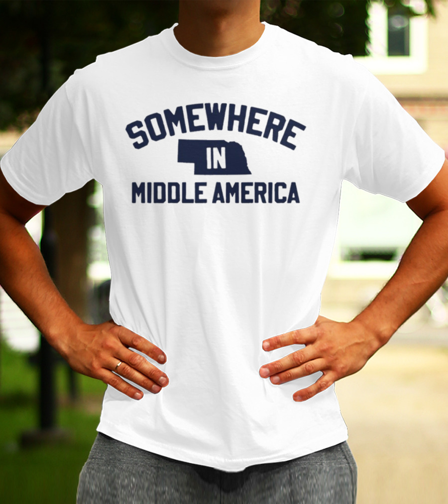 Somewhere In Middle America Nebraska Map Outline T-Shirt