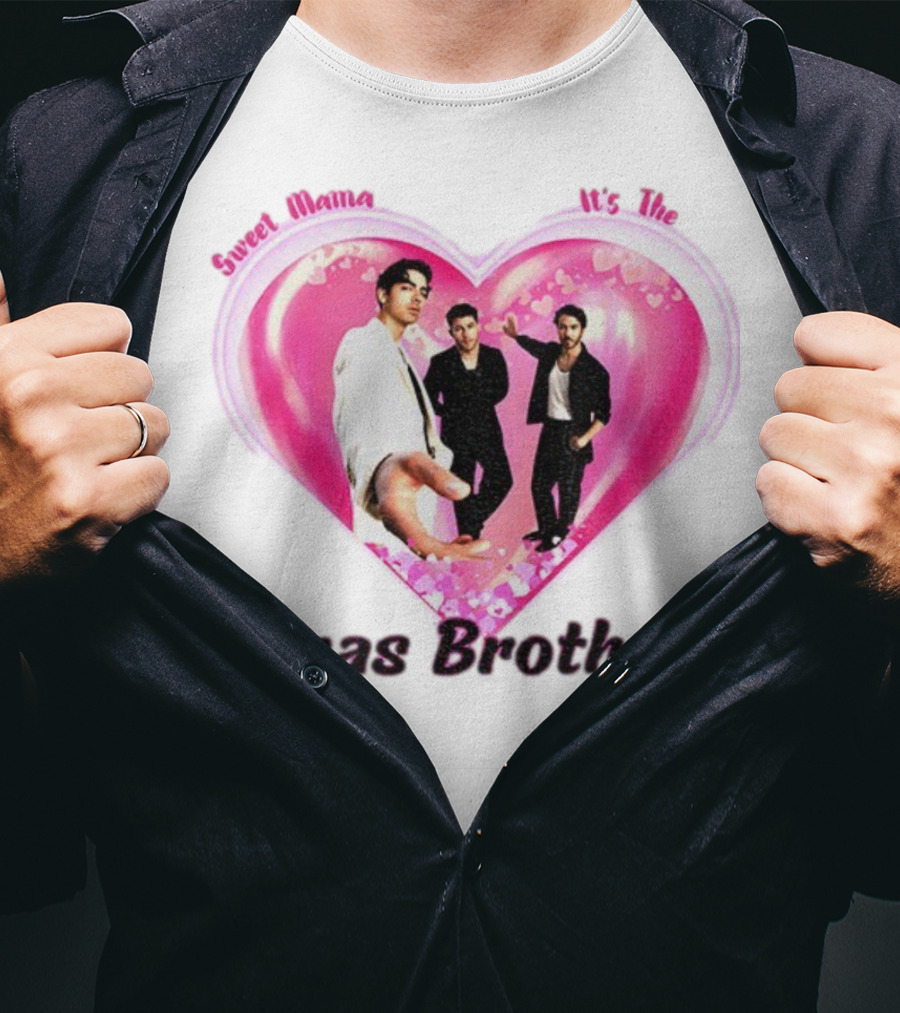 Sweet Mama It's The Jonas Brothers Boyband Vintage Heart Design T-Shirt