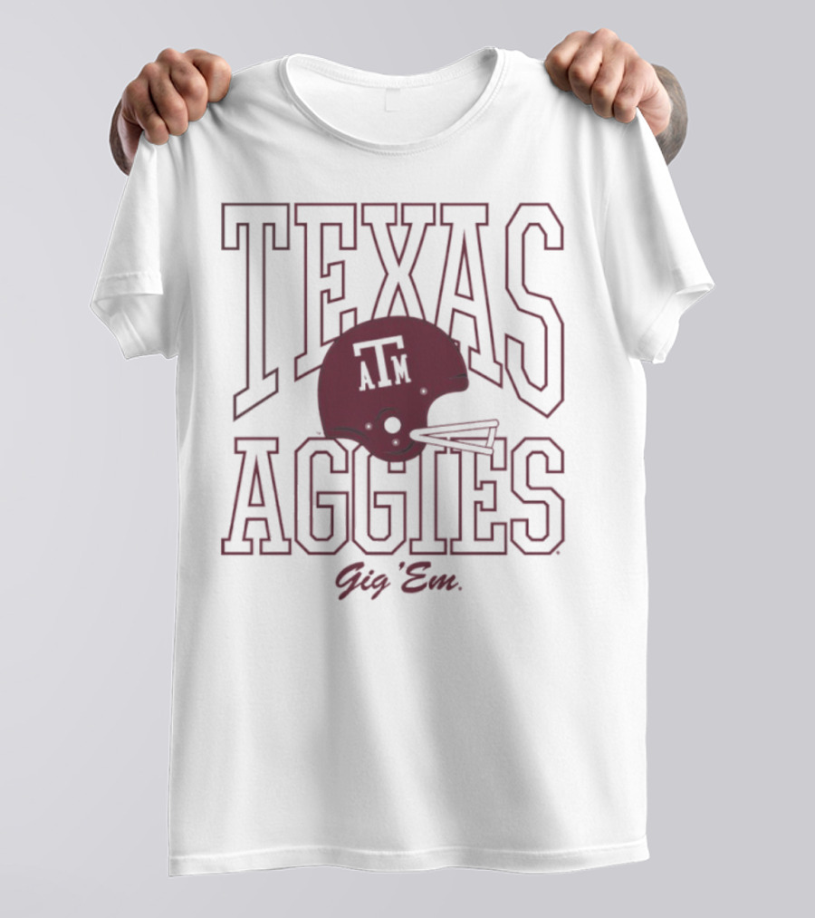 Texas A&M Aggies Gig 'Em 1975 Football Helmet A&M T-Shirt