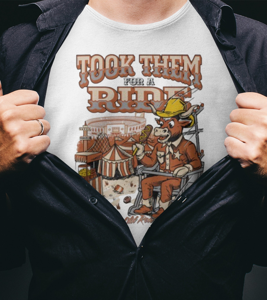 Texas Longhorns Took Them For A Ride Comic Mascot And Carnival Scene T-Shirt