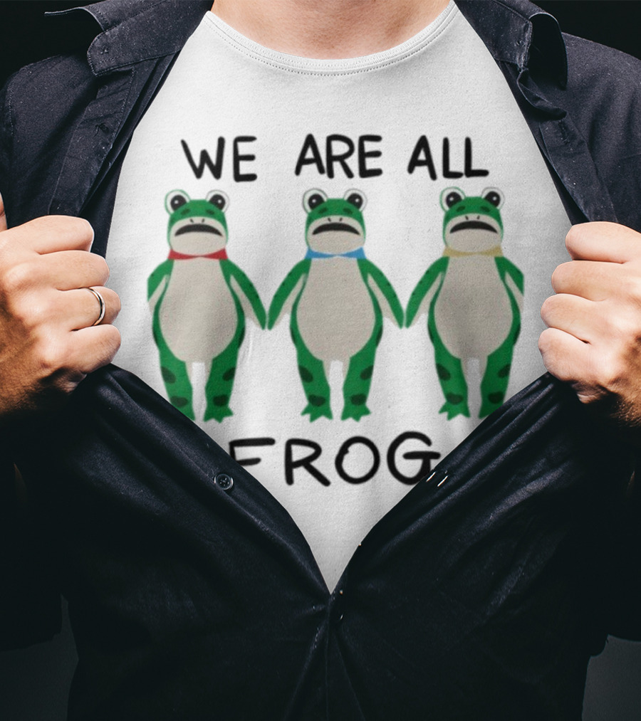 We Are All Frog Portland Trio Fun Quirky Green Frog Characters T-Shirt