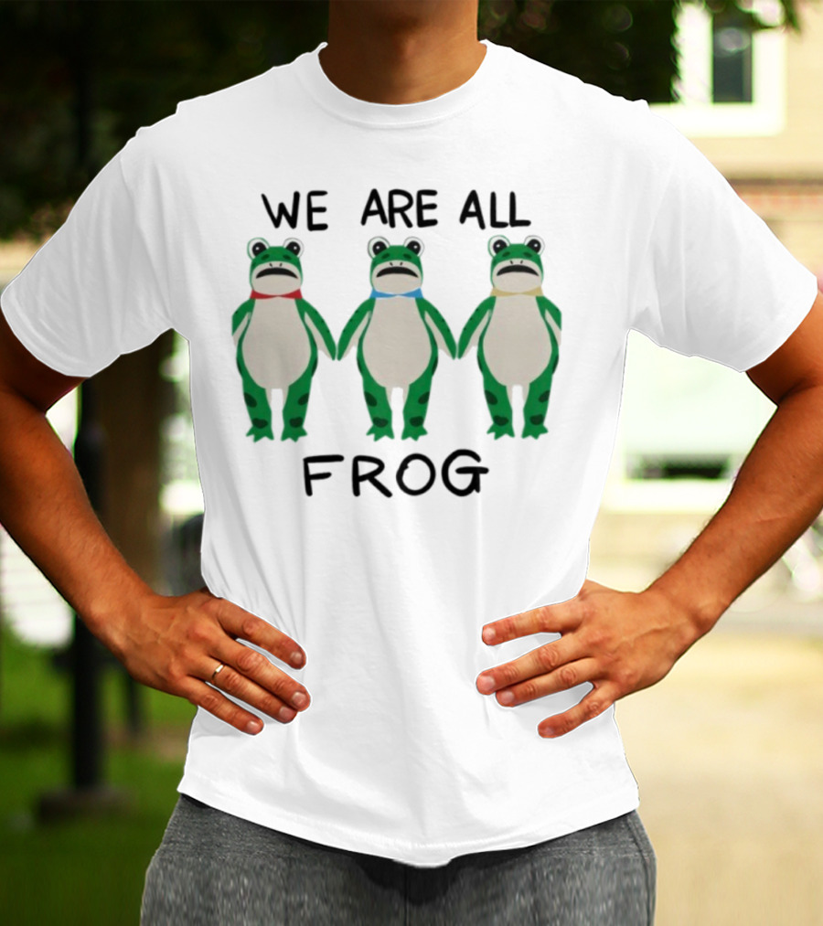 We Are All Frog Portland Trio Fun Quirky Green Frog Characters T-Shirt