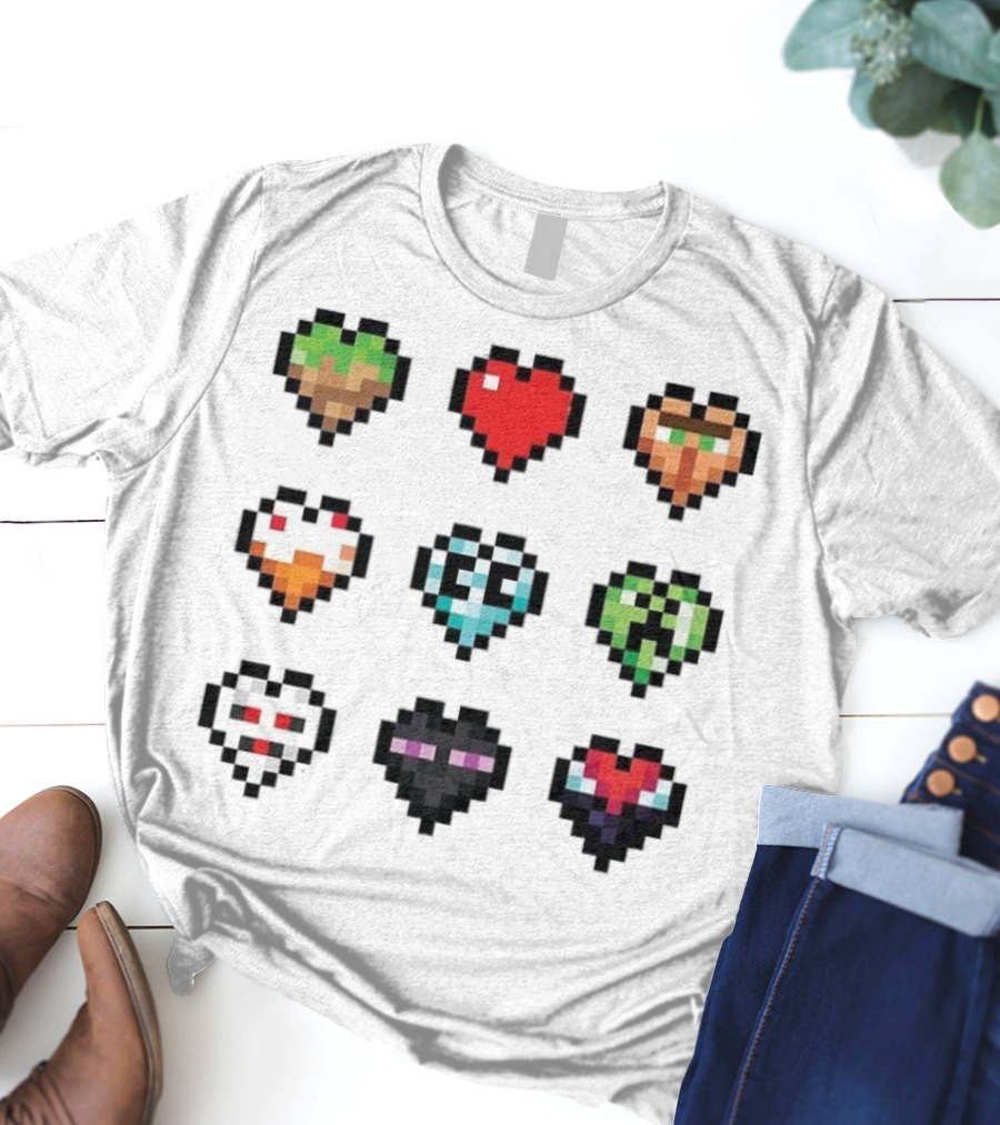 Pixelated Craftee’s Hearts Icons Collection T-Shirt