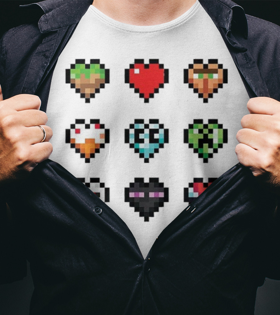Pixelated Craftee’s Hearts Icons Collection T-Shirt