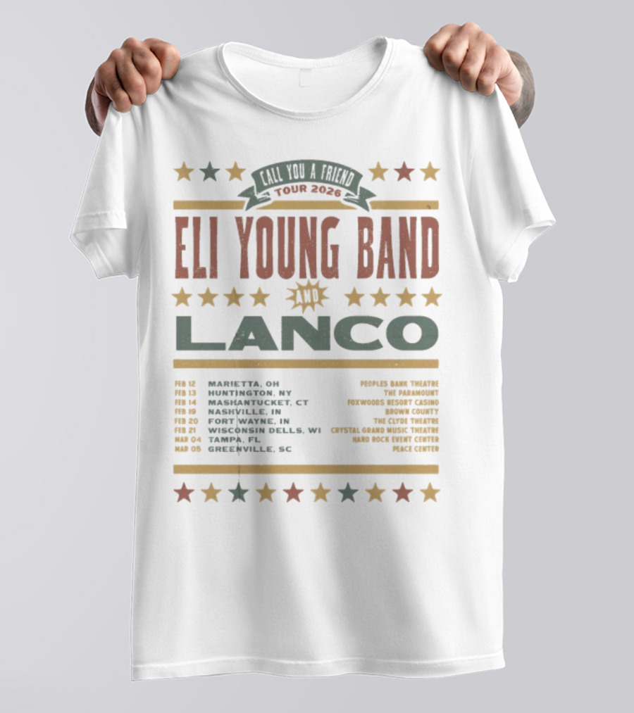 Eli Young Band Tour 2026 Lanco With Special Guest Locations T-Shirt