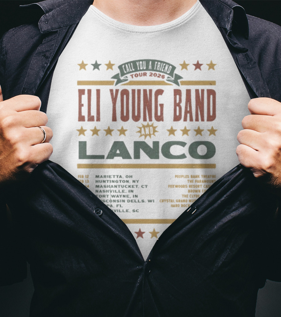 Eli Young Band Tour 2026 Lanco With Special Guest Locations T-Shirt